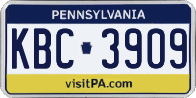 PA license plate KBC3909