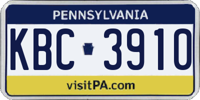 PA license plate KBC3910