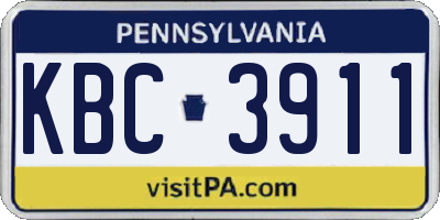 PA license plate KBC3911