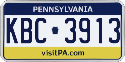 PA license plate KBC3913