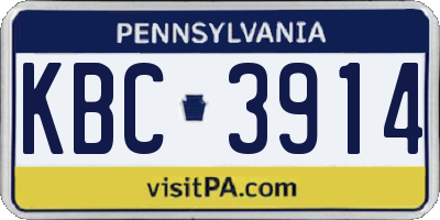 PA license plate KBC3914