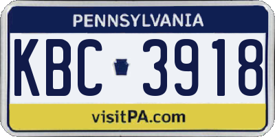 PA license plate KBC3918