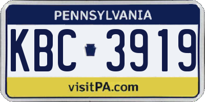 PA license plate KBC3919