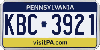 PA license plate KBC3921