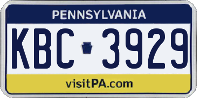 PA license plate KBC3929