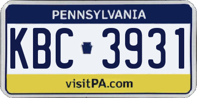 PA license plate KBC3931