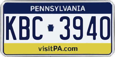 PA license plate KBC3940
