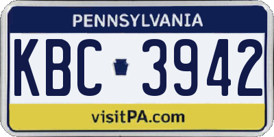 PA license plate KBC3942