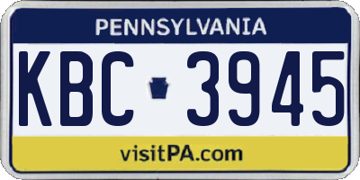 PA license plate KBC3945