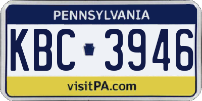 PA license plate KBC3946
