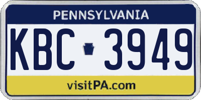 PA license plate KBC3949