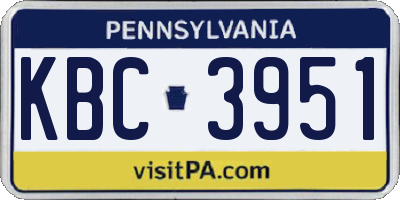 PA license plate KBC3951