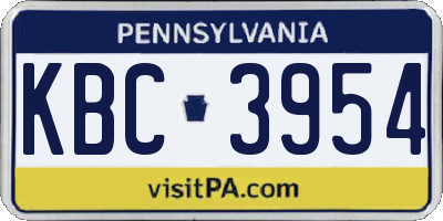 PA license plate KBC3954