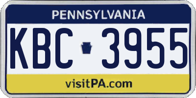PA license plate KBC3955