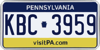 PA license plate KBC3959