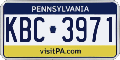 PA license plate KBC3971