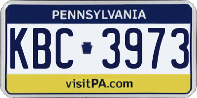 PA license plate KBC3973