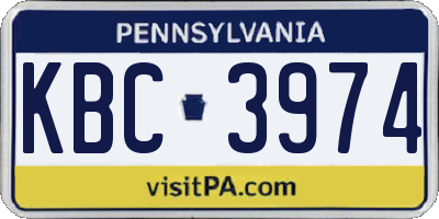 PA license plate KBC3974
