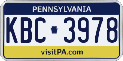 PA license plate KBC3978