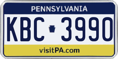 PA license plate KBC3990