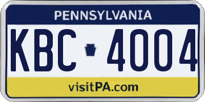 PA license plate KBC4004