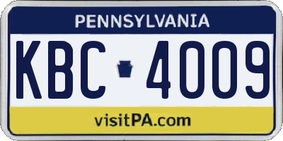 PA license plate KBC4009