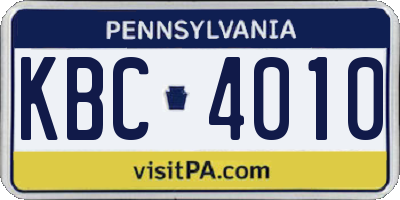 PA license plate KBC4010