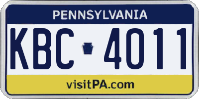 PA license plate KBC4011