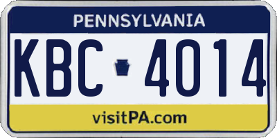PA license plate KBC4014