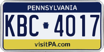 PA license plate KBC4017