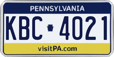 PA license plate KBC4021