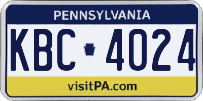 PA license plate KBC4024