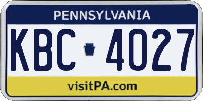 PA license plate KBC4027