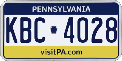 PA license plate KBC4028