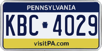 PA license plate KBC4029