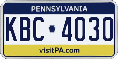 PA license plate KBC4030