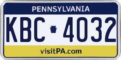PA license plate KBC4032