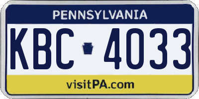 PA license plate KBC4033