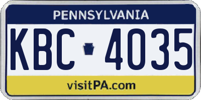 PA license plate KBC4035