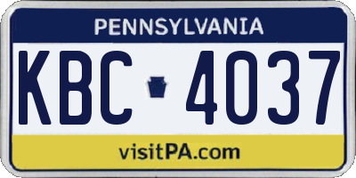 PA license plate KBC4037