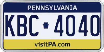 PA license plate KBC4040