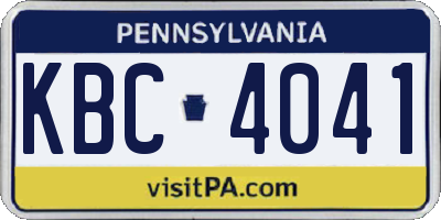 PA license plate KBC4041