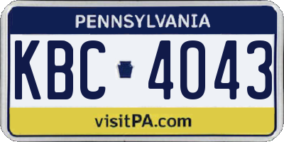 PA license plate KBC4043