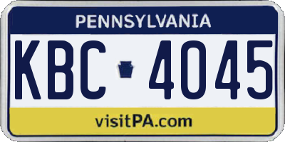 PA license plate KBC4045