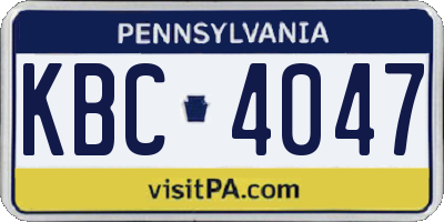 PA license plate KBC4047