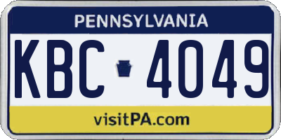PA license plate KBC4049