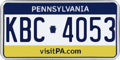 PA license plate KBC4053