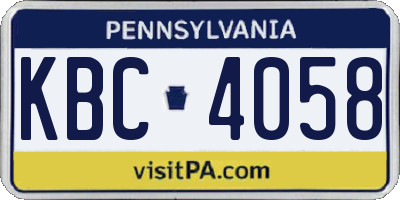 PA license plate KBC4058