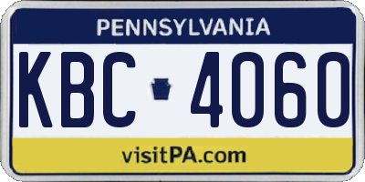 PA license plate KBC4060