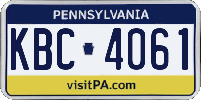 PA license plate KBC4061
